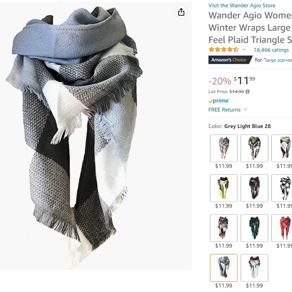 Womens Warm Long Shawl Winter Wraps Large Scarves Knit Cashmere Feel Plaid Trian